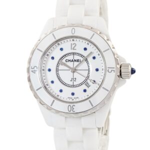 シャネル CHANEL J12 H2541 サファイア ホワイト セラミック 逆回転防止ベゼル 限定 レディース 腕時計クオーツ ホワイト 【中古】中古美品