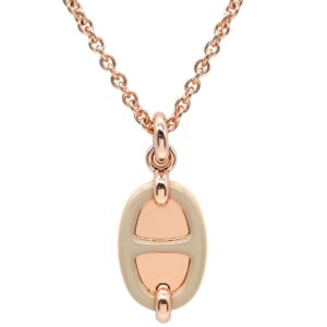 エルメス HERMES ネックレス ミニマイヨン PM ペンダント GP エナメル マロングラッセ ローズゴールド金具 PG金具 シェーヌダンクルモチーフ 新品 未使用 【箱】 【中古】未使用保管品