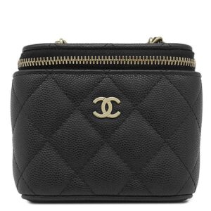 シャネル CHANEL ショルダーバッグ マトラッセ ミニ バニティ キャビアスキン ブラック ゴールド金具 チェーンバッグ AP2158 ランダムシリアル 【保存袋】 【中古】中古美品