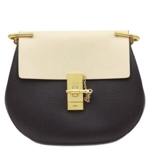 クロエ Chloe ショルダーバッグ ドリュー レザー ブラック×アイボリー ゴールド金具 チェーンショルダー 黒 白 3S1031 【中古】