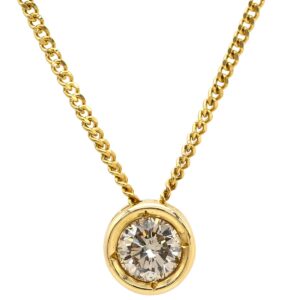 ネックレス ダイヤペンダント イエローゴールド 750 18K 1P 1粒ダイヤ YG 【中古】