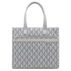 クリスチャン・ディオール Christian Dior トートバッグ CD ダイヤモンド サファリ トート PVC レザー グレー シルバー金具 幾何学柄 大容量 【中古】