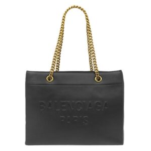 バレンシアガ BALENCIAGA トートバッグ デューティ フリー トート ミディアム レザー ブラック ゴールド金具 チェーン トート 【保存袋】 【中古】中古美品