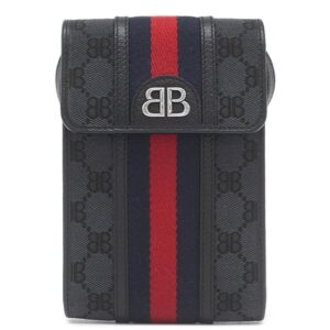 バレンシアガ BALENCIAGA ショルダーバッグ BALENCIAGA × GUCCI ザ ハッカー プロジェクト キャンバス レザー ブラック シルバー金具 グッチコラボ 680130 【箱】 【中古】新品同様品