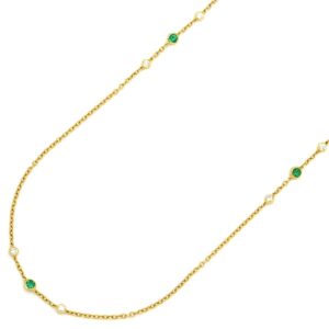 ティファニー Tiffany & Co ネックレス バイザヤード グリーン×イエローゴールド ダイヤ エメラルド エルサペレッティ 18K 750YG 【中古】中古美品