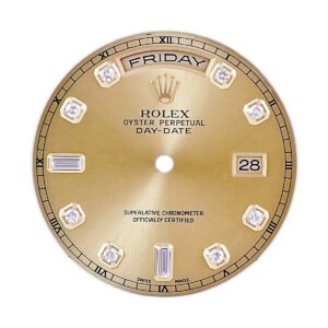 ロレックス ROLEX 腕時計パーツ 純正 デイデイト 118238A用 ダイアル ステンレススチール 純正ダイヤモンド シャンパンゴールド ダイヤインデックス 文字盤 三針 カレンダーディスク シャンパンゴールド 【中古】中古美品