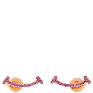 ティファニー Tiffany & Co ピアス Ｔスマイル ピンク×ローズゴールド T&Co. ローズゴールド 750 PG RG 18金 サファイア 【中古】