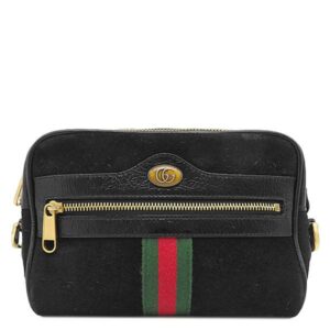 グッチ GUCCI ショルダーバッグ オフィディア スモール ポシェット スウェード ブラック ゴールド金具 シェリーライン スエード 517350 【箱】 【中古】中古美品