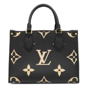 【★3％OFFクーポン】ルイヴィトン LOUIS VUITTON 2WAYバッグ オンザゴー PM モノグラムアンプラント ブラック×ベージュ ゴールド金具 ハンドバッグ M45659 RFID 【中古】中古美品