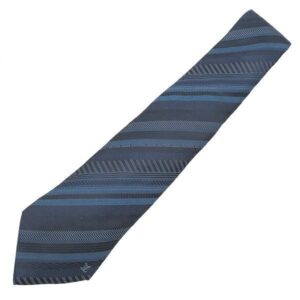 ルイヴィトン LOUIS VUITTON ネクタイ ストライプ モノグラム 9cm シルク ブルー系 ネイビー 【箱】 【中古】