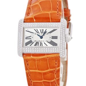 カルティエ Cartier タンク ディヴァン ミニ WA301236 ロジウム加工K18WG無垢 純正ダイヤ ディバン レディース 腕時計クオーツ シルバー 【中古】中古美品