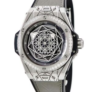ウブロ HUBLOT ビッグバン ワンクリック サンブルー 465.SS.7047.VR.1204.MXM20 純正ダイヤ グレー 限定 メンズ 腕時計自動巻き グレー 【中古】