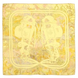エルメス HERMES スカーフ カレ90 CARRE シルク イエロー×マルチカラー 【BRIDES DE GALA/ブリッド ドゥ ガラ】 【箱】 【中古】