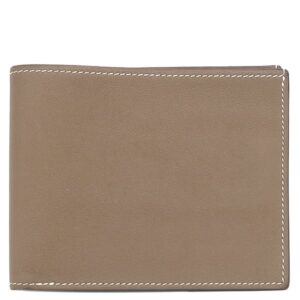 エルメス HERMES 二つ折り財布 シチズンツイル コンパクト ヴォースイフト シルク エトゥープ×ブルータラサ グレージュ 札入れ カード入れ □P 【中古】