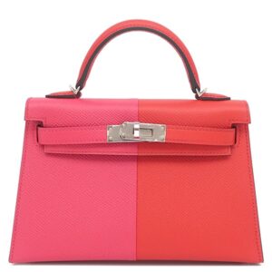エルメス HERMES 2WAYバッグ ミニケリードゥ カザック 外縫い ヴォーエプソン ルージュクー×ローズエクストリーム×ブルーザンジバル シルバー金具 新品 未使用 トリコロール Z 【箱】 【中古】
