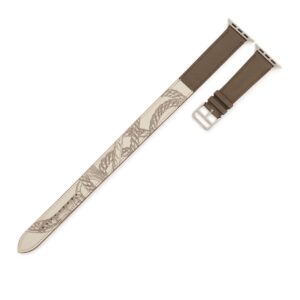 エルメス HERMES 腕時計パーツ 純正 アップルウォッチ 38 40 41mm用 レザー ステンレススチール エタン べトン ヴォースイフト ドゥブルトゥール ベルト 32ｍｍ 尾錠付き 【中古】