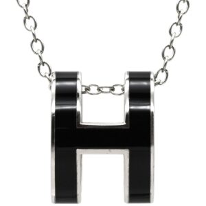 エルメス HERMES ネックレス ポップアッシュ ペンダント メタル ラッカー ブラック×シルバー 黒 Hモチーフ POP H SV金具 【箱】 【中古】中古品
