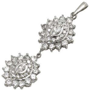 ペンダントトップ ダイヤモンド 2.01ct プラチナシルバー PT900 2連 ネックレストップ ドロップ スウィング 【中古】中古品