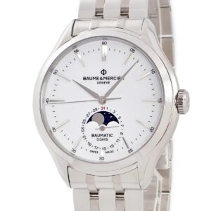ボーム&メルシエ BAUME&MERCIER クリフトン ボーマティック M0A10552 未使用 ホワイト ムーンフェイズ デイト メンズ 腕時計自動巻き ホワイト 【中古】未使用保管品