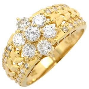 【SALE】 リング 指輪 ダイヤモンド 1.00ct イエローゴールド ブリリアントカット 18K 750 YG フラワーモチーフ 11号 【中古】