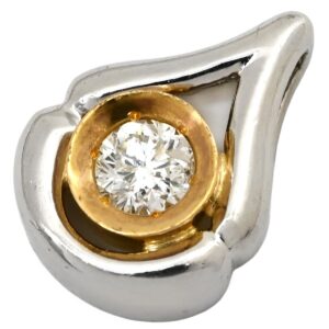 ペンダントトップ ダイヤモンド 0.27ct コンビ プラチナシルバー×イエローゴールド ブリリアントカット プラチナ 18K しずく 【中古】中古品