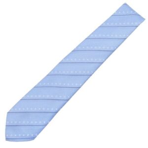 ルイヴィトン LOUIS VUITTON ネクタイ ストライプス 8CM シルク ブルークレール ライトブルー シグネチャーパターン M79441 【箱】 【中古】