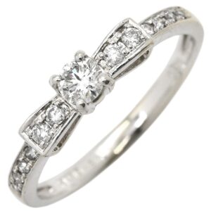 リング 指輪 ダイヤモンド 0.26ct ホワイトゴールド 14K 585 WG リボンモチーフ 11号 【中古】中古美品
