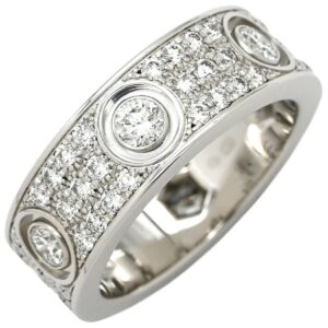 カルティエ Cartier リング 指輪 ラブリング ダイヤモンド6石 パヴェダイヤ ホワイトゴールド #50(JP10) 750 18K WG 10号 N4210400 【箱】 【保存袋】 【中古】