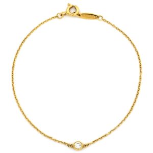 ティファニー Tiffany & Co ブレスレット バイザヤード イエローゴールド Au750 18K 18金 T&Co. エルサペレッティ ダイヤ 1P 1石 1粒 【保存袋】 【中古】