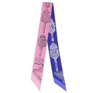 エルメス HERMES スカーフ ツイリー シルク ローズボンボン×インディゴ×ブラック 新品 未使用 【メルヴェイユーズ ランタン】 H063081S 15 【箱】 【中古】