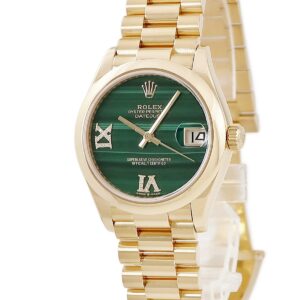 ロレックス ROLEX デイトジャスト 31 278248 ランダム番 K18YG無垢 純正ダイヤ マラカイト グリーン レディース 腕時計自動巻き グリーン 【中古】