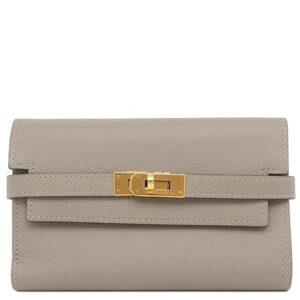 エルメス HERMES 長財布 ケリーウォレット ミディアム ヴォーエプソン グリアスファスト ゴールド金具 三つ折り A 【箱】 【中古】