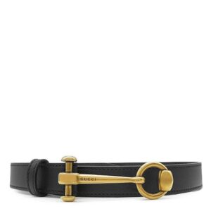 グッチ GUCCI ベルト ホースビット スキニーベルト 80/32 レザー ブラック ゴールド金具 黒 309898 【中古】新品同様品