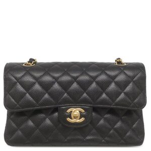 シャネル CHANEL ショルダーバッグ マトラッセ Wフラップ チェーンショルダー レザー ブラック ゴールド金具 黒 ココマーク ランダムシリアル 【保存袋】 【中古】中古美品