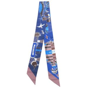 エルメス HERMES スカーフ ツイリー シルク マリン×マロングラッセ×ホワイト 【LES FOLIES DU CIEL/大空の狂気】 【箱】 【中古】