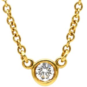 ティファニー Tiffany & Co ネックレス バイザヤード シングルダイヤモンド ペンダント イエローゴールド T&Co. 1P 1石 1粒 エルサペレッティ 【箱】 【中古】
