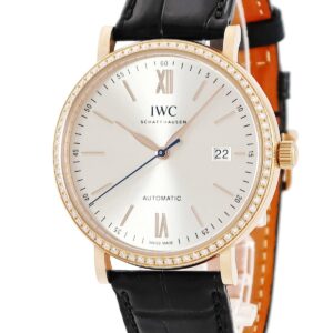 IWC IWC ポートフィノ オートマティック IW356515 K18RG無垢 純正ダイヤ ローマン バー デイト メンズ 腕時計自動巻き シルバー 【中古】