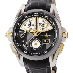 ユリスナルダン ULYSSE NARDIN ソナタ ストリームライン 675-00 チタン×K18RG×セラミック ブラック アラーム メンズ 腕時計自動巻き ブラック 【中古】中古美品