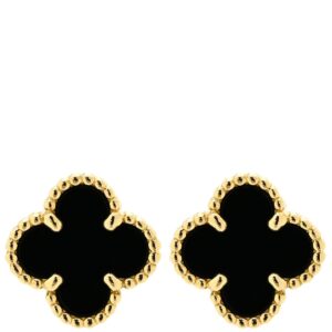 ヴァンクリーフアーペル Van Cleef & Arpels ピアス スウィート アルハンブラ ブラック×イエローゴールド 黒 オニキス 750 YG 18K 両耳用 VCARA44900 【中古】中古美品