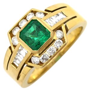 ダミアーニ DAMIANI リング 指輪 ヴィンテージ カクテルリング エメラルド ダイヤモンド グリーン×イエローゴールド Au750 18K 18金 11号 【中古】中古品