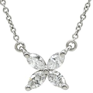 ティファニー Tiffany & Co ネックレス ビクトリア ダイヤモンド プラチナシルバー T＆Co. Pt950 プラチナ 花 フラワーモチーフ マーキス 【中古】中古美品