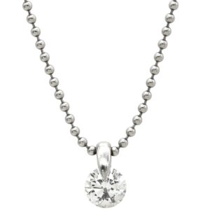 ネックレス ダイヤ ペンダント プラチナシルバー 1P 1石 1粒 【中古】中古美品