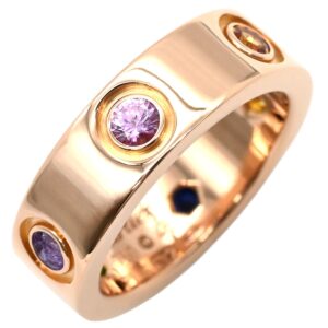 カルティエ Cartier リング 指輪 ラブリング マルチカラーストーン ピンクゴールドXマルチカラー #46(JP6) 750 RG 18K 18金 6号 B4087853 【中古】