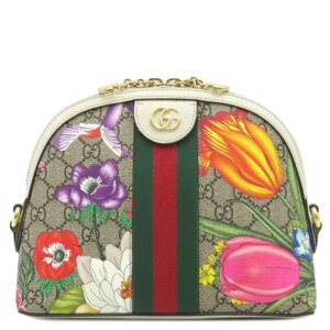 グッチ GUCCI ショルダーバッグ オフィディア GG フローラ GGスプリームキャンバス レザー ベージュ×ホワイト ゴールド金具 花柄 499621 【保存袋】 【中古】