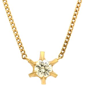 トーエイクラウン TOEI CROWN ネックレス ソリティア ダイヤモンド 0.31ct イエローゴールド Au750 18K 18金 1P 1石 1粒 6本爪 両吊りタイプ 【中古】中古品