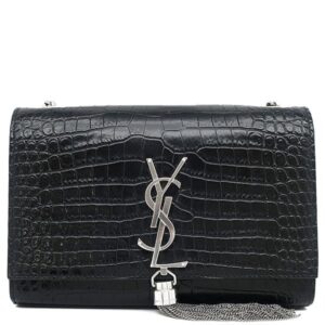 サンローラン SAINT LAURENT ショルダーバッグ ケイト タッセル チェーンショルダー レザー ブラック シルバー金具 モノグラム カサンドラ 黒 型押し 【中古】中古美品