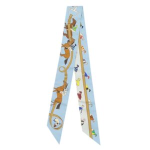 エルメス HERMES スカーフ ツイリー シルク ブルーシエル×ジョーヌヴィフ×ヴェール 【TURF LES COURSES/競馬】 H061144S 【箱】 【中古】未使用保管品