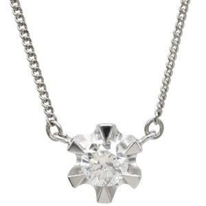 ネックレス ダイヤ 0.43ct ペンダント プラチナシルバー 1石 1粒 ブリリアントカット プラチナ 【中古】中古品