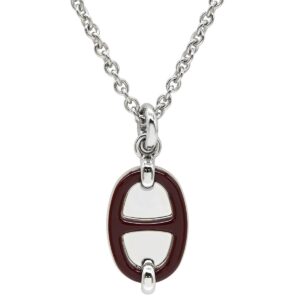 エルメス HERMES ネックレス ミニマイヨン PM ペンダント メタル エナメル ニュールージュアッシュ×シルバー ボルドー シェーヌダンクル 新品 未使用 H100053FPA8 【箱】 【中古】未使用保管品