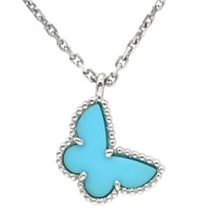 ヴァンクリーフアーペル Van Cleef & Arpels ネックレス スウィート アルハンブラ パピヨン ブルー×ホワイトゴールド Au750 18K WG ターコイズ VCA VCARF80500 【中古】中古美品
